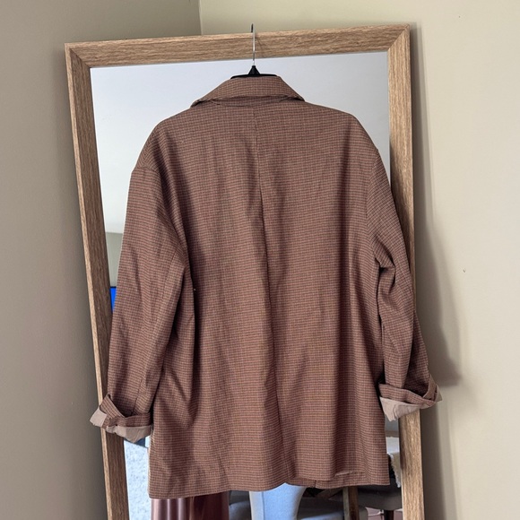 Free People Tan Checkered Women's Blazer - Picture 3 of 4